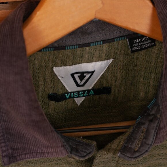 Vissla E-Cozy Polar Flannel Button Down Shirt in Green - Men's MD - Picture 4 of 9